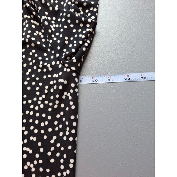 Talbots Wrap Top Stretch Blouse XS Black White Polka Dot Career Classic - Picture 7 of 8